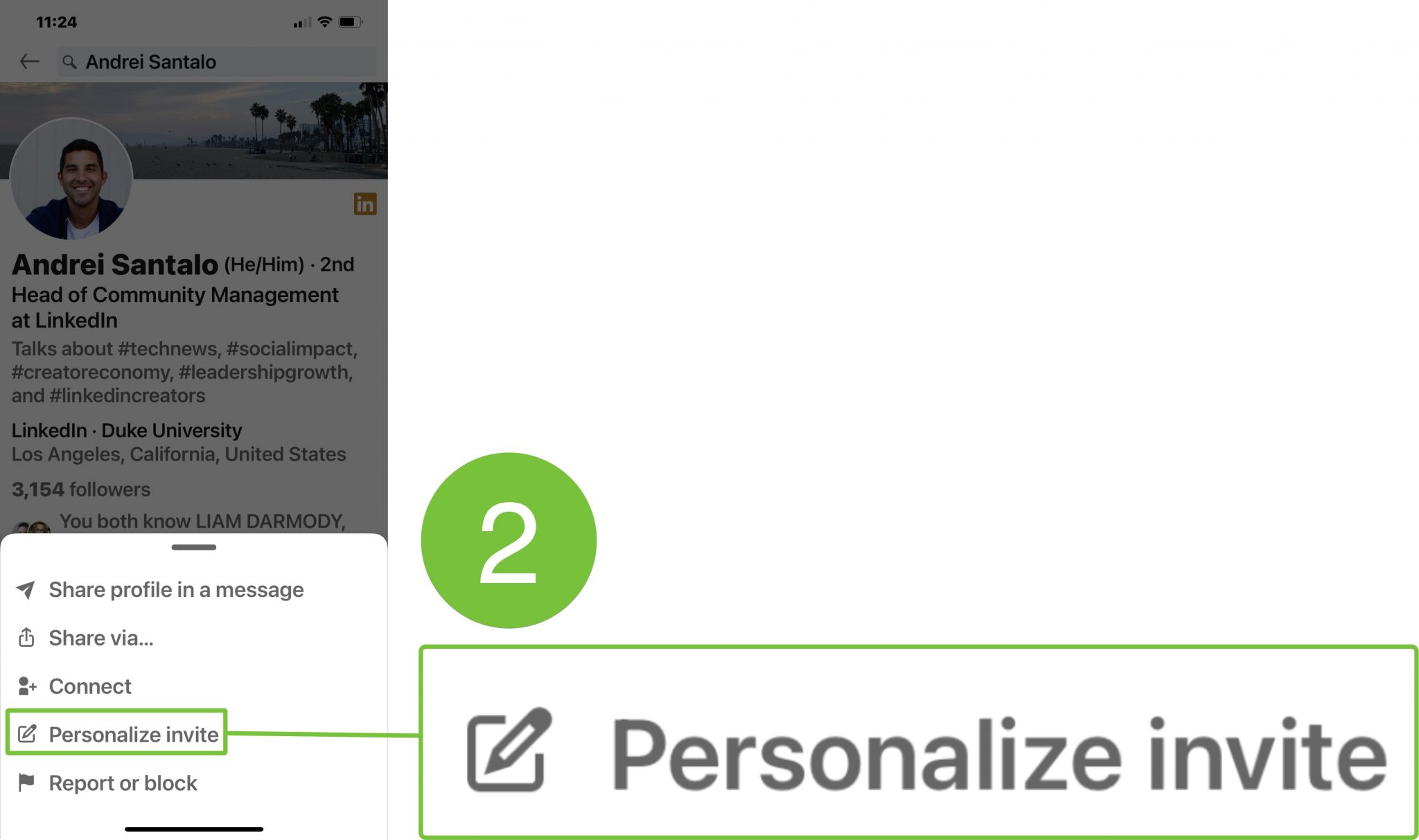 How to personalise LinkedIn mobile invitations