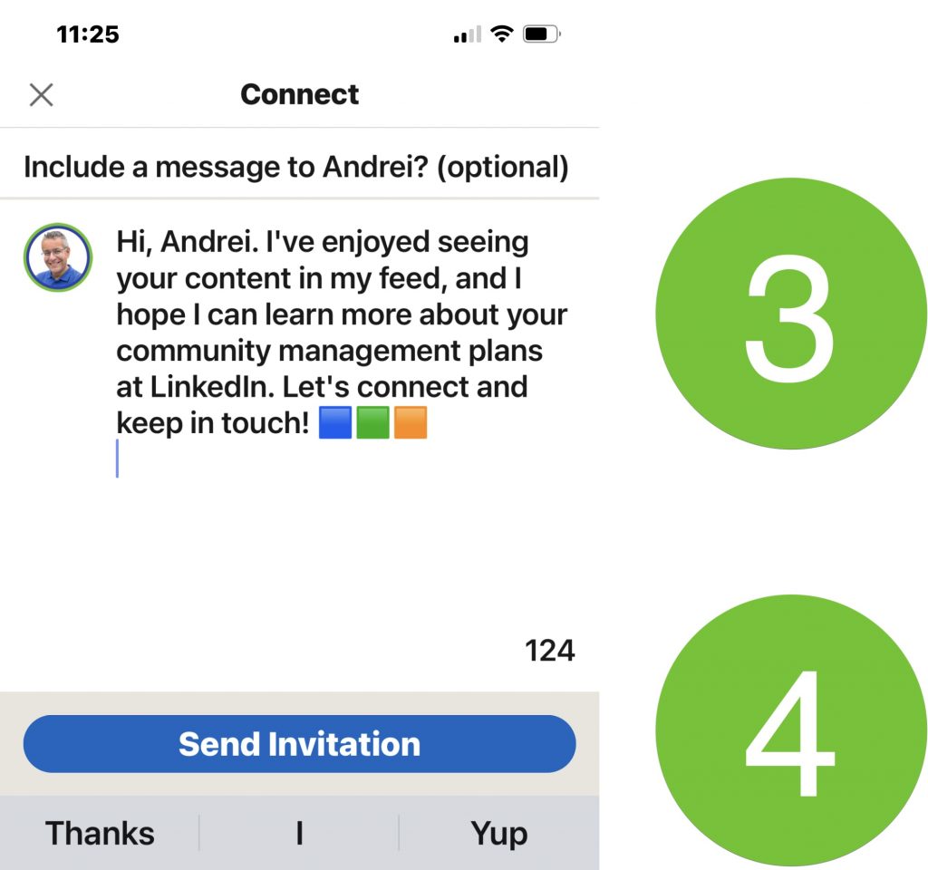 How to personalise LinkedIn mobile invitations