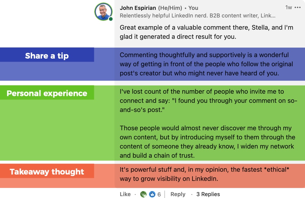 Annotated LinkedIn comment 1