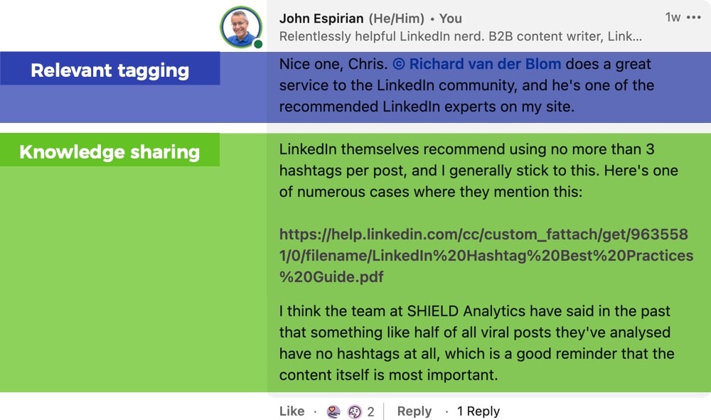 Annotated LinkedIn comment 4