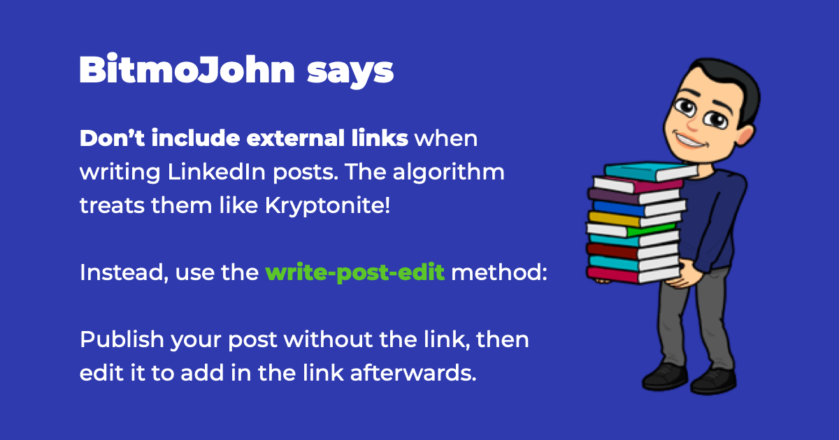 Use the write-post-edit method to add links the smart way on LinkedIn posts