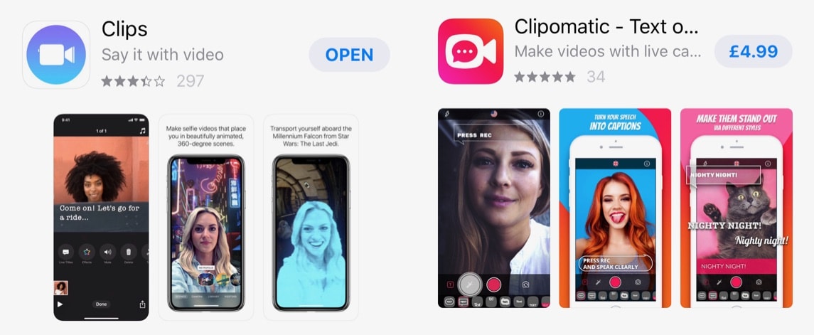 Apple Clips and Clipomatic in the App Store