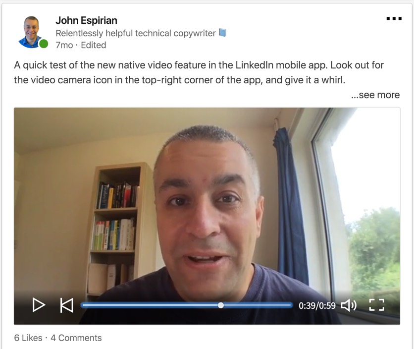 LinkedIn native video sample
