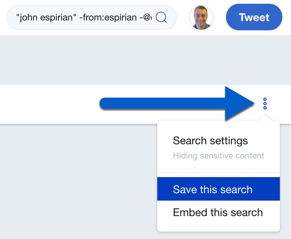 Save your search on desktop Twitter