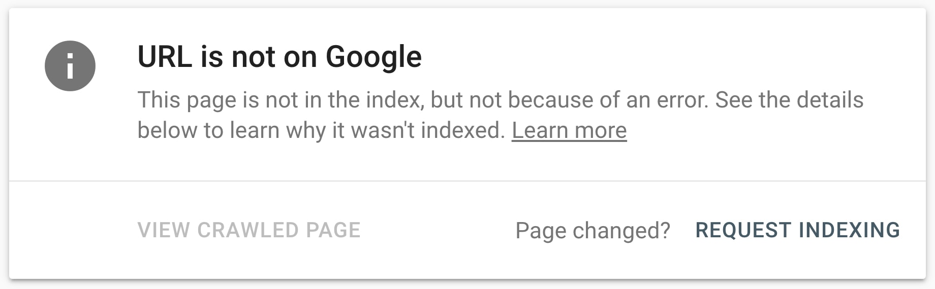 A page not in Google's index in the Google Search Console