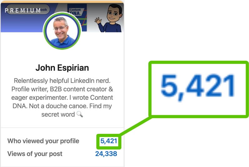 LinkedIn profile views are shown to the left of the home feed on desktop