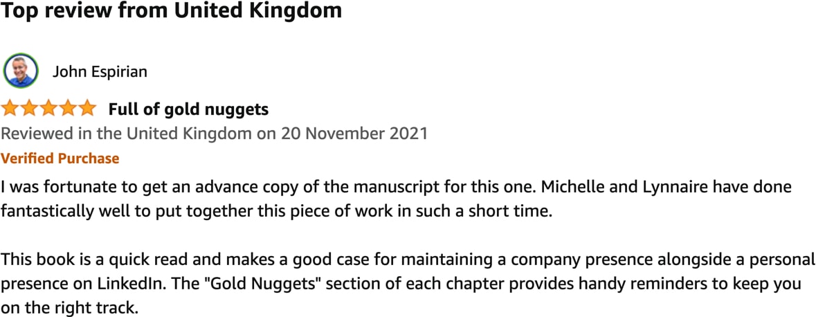 Amazon review of Business Gold