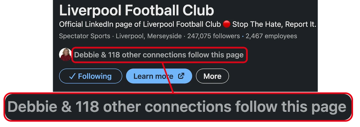 Followers of Liverpool FC on LinkedIn