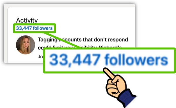 Follower count in LinkedIn profile Activity panel