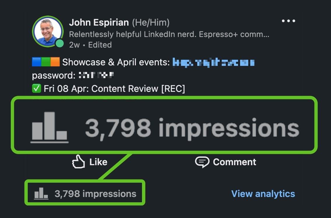 Post impressions in a LinkedIn group