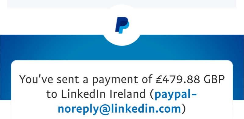 PayPal payment for LinkedIn Premium