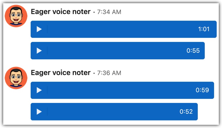 LinkedIn voice note blue wall