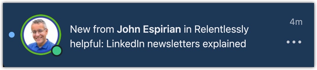 LinkedIn newsletter notification