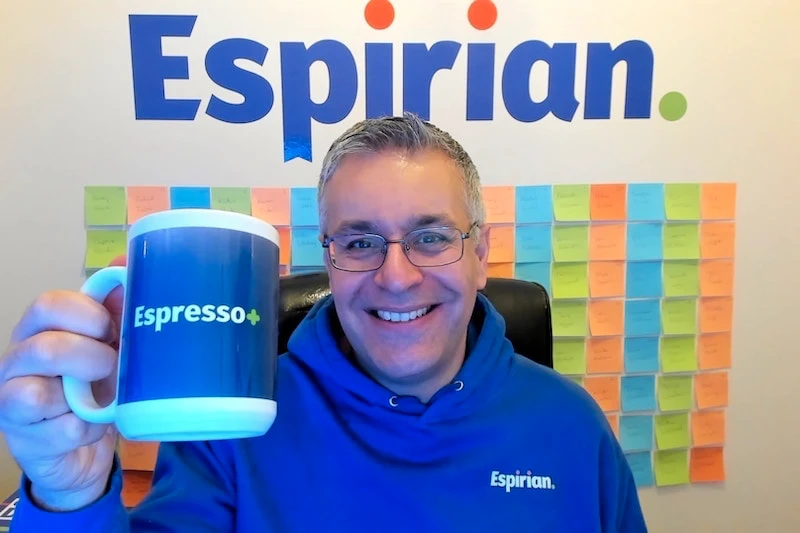 John Espirian with Espresso+ mug