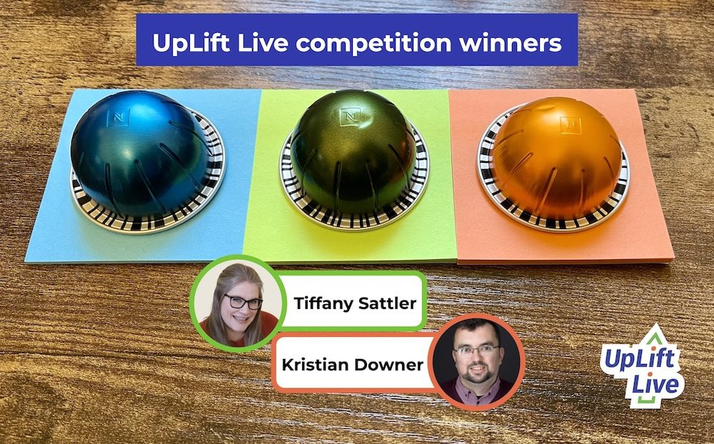 Blue, green and orange coffee pods at UpLift Live