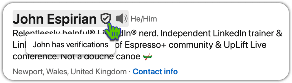 Verification badge on personal profile