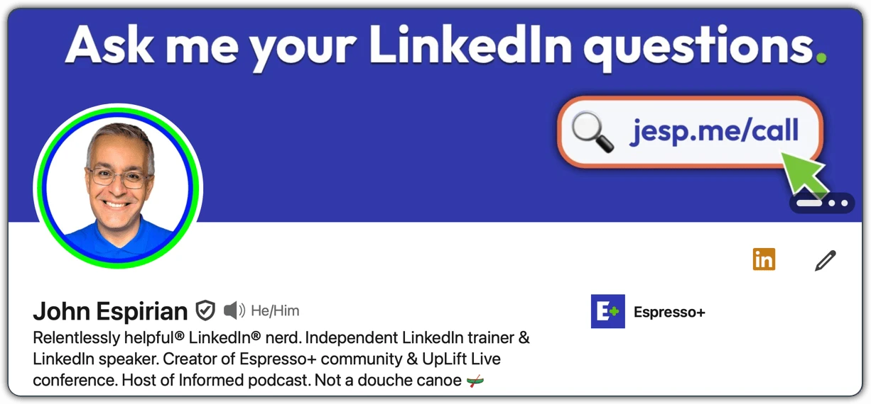 LinkedIn personal profile banner example
